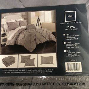 New grey twin duvet set sham pillow case